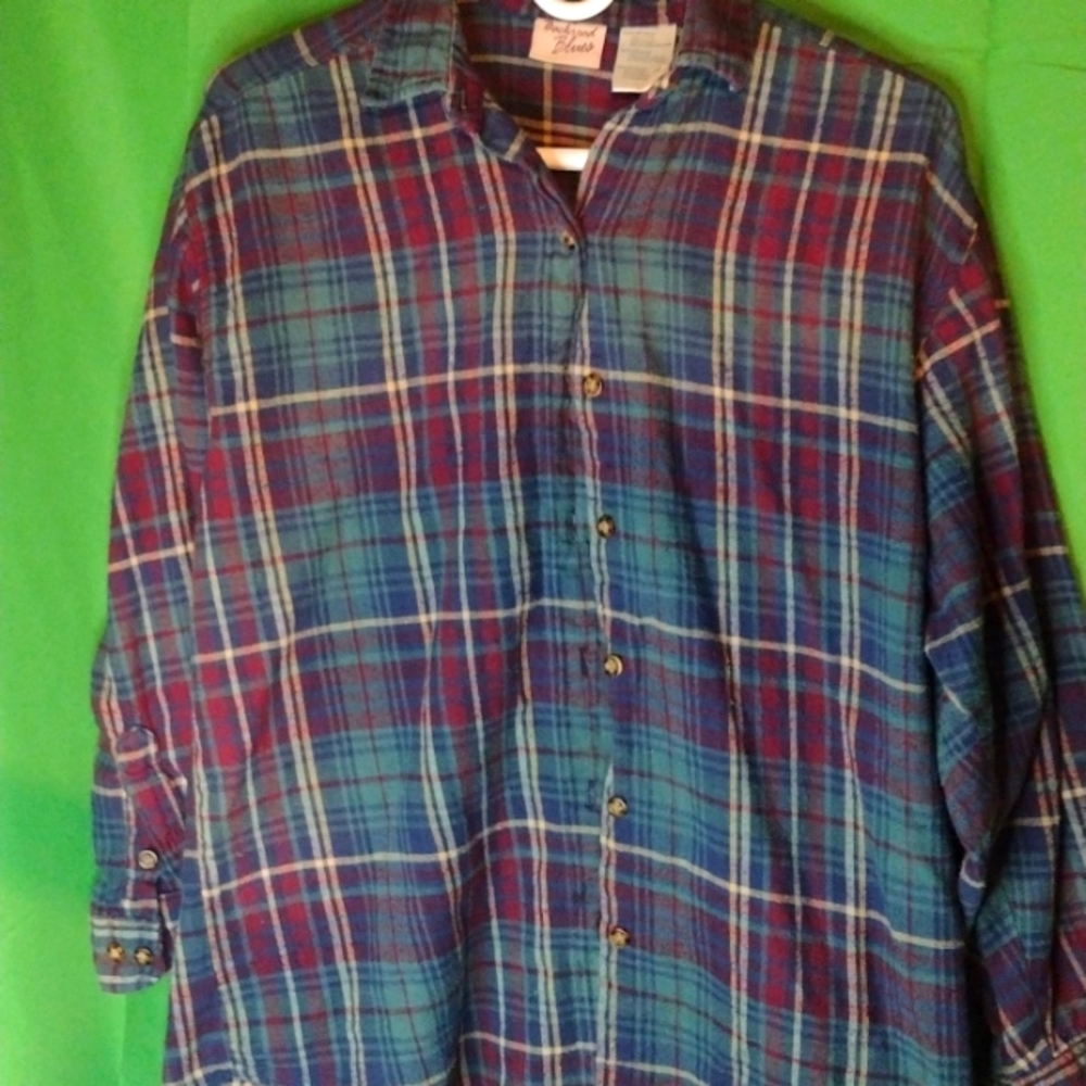 Men's Backwood Blues VTG flannel plaid shirt size MD, grand dad style!